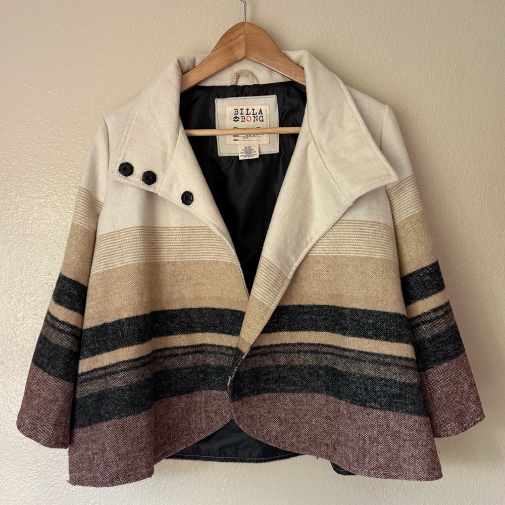 Billabong Cream and Brown Striped Cape